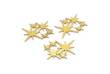 Brass Star Charm, 12 Raw Brass Star Shaped Charms, Charm Pendants, Connectors (17x23x0.60mm) A4019