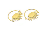 Brass Moon Charm, 4 Raw Brass Crescent Moon And Sun Shaped Charms With 1 Loop (33x30x0.60mm) A3962