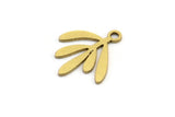 Brass Leaf Charm, 50 Raw Brass Leaf Charms With 1 Loop, Findings (14x13x0.60mm) A3891