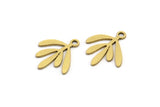 Brass Leaf Charm, 50 Raw Brass Leaf Charms With 1 Loop, Findings (14x13x0.60mm) A3891