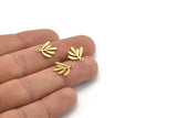 Brass Leaf Charm, 50 Raw Brass Leaf Charms With 1 Loop, Findings (14x13x0.60mm) A3891
