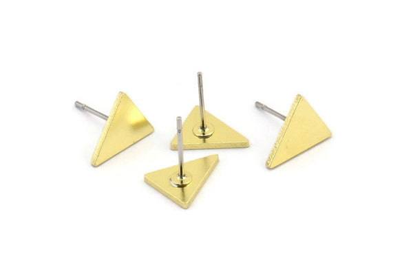 Brass Triangle Earring, 10 Raw Brass Triangle Stud Earrings (10x9x1mm) A4191 A3793