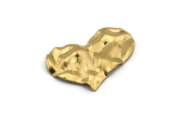 Brass Heart Charm, 12 Raw Brass Heart Charms With 1 Hole, Earrings, Pendants, Findings (30x20x0.60mm) D0768