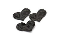 Siyah Kalp Tılsımı, 1 Delikli 8 Oksitlenmiş Siyah Pirinç Kalp Tılsımı, Küpeler, Kolye Uçları, Bulgular (30x20x0,60 mm) D0768