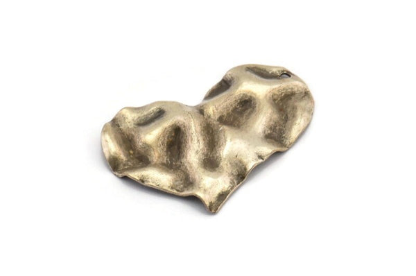 Silver Heart Charm, 8 Antique Silver Plated Brass Heart Charms With 1 Hole, Earrings, Pendants, Findings (30x20x0.60mm) D0768 H0809