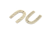 Silver Geometric Charm, 2 Hammered Antique Silver Plated Brass U Shaped Pendants With 2 Holes, Charms, Findings (35x27x1mm) N0930 H1038