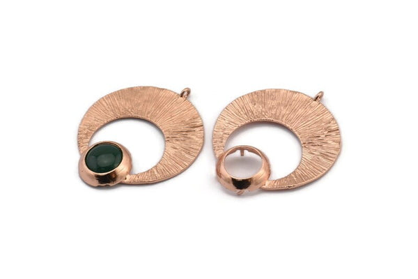 Rose Gold Crescent Pendant, 1 Rose Gold Plated Brass Crescent Pendants With 1 Loop and 12.5mm Pad Setting (44x36x1mm) BS 1922 Q0581