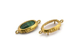 Brass Oval Setting, 6 Raw Brass Oval Settings With 2 Loops and 1 Pad Setting (23x11x5.5mm) E202