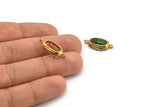 Brass Oval Setting, 6 Raw Brass Oval Settings With 2 Loops and 1 Pad Setting (23x11x5.5mm) E202