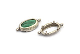 Silver Oval Setting, 4 Antique Silver Plated Brass Oval Settings With 2 Loops and 1 Pad Setting (23x11x5.5mm) E202