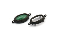 Siyah Oval Ayar, 2 Döngü ve 1 Ped Ayarı ile 4 Oksitlenmiş Siyah Pirinç Oval Ayar (23x11x5,5 mm) E202