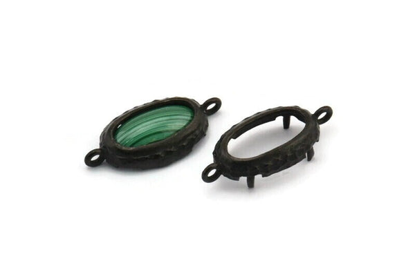 Siyah Oval Ayar, 2 Döngü ve 1 Ped Ayarı ile 4 Oksitlenmiş Siyah Pirinç Oval Ayar (23x11x5,5 mm) E202