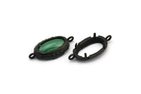 Siyah Oval Ayar, 2 Döngü ve 1 Ped Ayarı ile 4 Oksitlenmiş Siyah Pirinç Oval Ayar (23x11x5,5 mm) E202