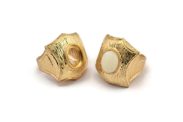 Gold Ring Settings, 1 Gold Plated Ring Setting with Pad Size 12x10mm U051 Q0236
