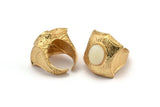 Gold Ring Settings, 1 Gold Plated Ring Setting with Pad Size 12x10mm U051 Q0236