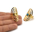 Gold Royal Ring, Gold Plated Brass Royal Rings With 1 Stone Settings - Pad Size 6mm N1854