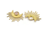 Moon and Sun, 2 Raw Brass Crescent Moon and Semi Sun Ethnic Pendants With 2 Loops and 11mm Pad, Findings, Charms (47x33x1.2mm) BS 1952