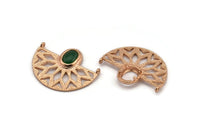 Rose Gold Ethnic Pendant, 1 Rose Gold Plated Semi Circle Pendants with 2 Loops and 1 Pad Setting (36x28x3.2x1mm) BS 1917 Q0402