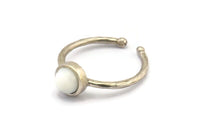 Silver Ring Settings, 2 Antique Silver Plated Brass Round Ring With 1 Stone Setting - Pad Size 6mm N1763 H1096