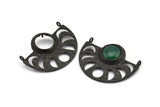 Ay Evreleri Kolye, 2 Oksitlenmiş Siyah Pirinç Yarım Daire Kolye, 2 Döngü ve 1 Ped Ayarı (36x27,5x3x0,7 mm) BS 1921 H1296