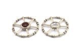 Silver Circle Charm, Antique Silver Plated Brass Round Pendants - Pad Size 12mm (42x6x2mm) BS 1896