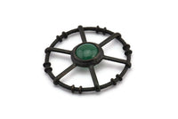 Black Circle Charm, Oxidized Black Brass Round Pendants - Pad Size 12mm (42x6x2mm) BS 1896