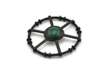 Black Circle Charm, Oxidized Black Brass Round Pendants - Pad Size 12mm (42x6x2mm) BS 1896