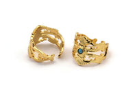 Gold Royal Ring, Gold Plated Brass Royal Rings With 1 Stone Settings - Pad Size 3mm N1844