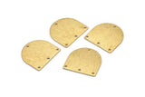 D Shaped Charm, 24 Raw Brass Textured D Shaped Connectors With 4 Holes, Earrings, Findings (16x17x0.60mm) D926