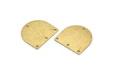 D Shaped Charm, 24 Raw Brass Textured D Shaped Connectors With 4 Holes, Earrings, Findings (16x17x0.60mm) D926
