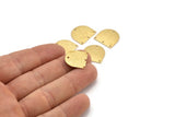 D Shaped Charm, 24 Raw Brass Textured D Shaped Connectors With 4 Holes, Earrings, Findings (16x17x0.60mm) D926