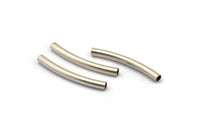 Silver Curved Tube, 12 Antique Silver Plated Brass Curved Tubes (3x30mm) Bs 1417