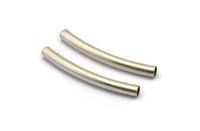 Silver Curved Tube, 12 Antique Silver Plated Brass Curved Tubes (3x30mm) Bs 1417