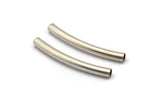Silver Curved Tube, 12 Antique Silver Plated Brass Curved Tubes (3x30mm) Bs 1417
