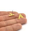 Brass Earring, 10 Raw Brass V Shaped Stud Earrings (15x13x1mm) M01239 A2240