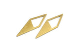Brass Diamond Charm, 24 Raw Brass Rhombus Charms With 1 Hole, Earrings, Findings (33x12x10,80m) D0670
