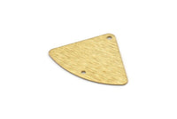Brass Geometric Charm, 24 Raw Brass Textured Fan Connectors With 2 Holes, Earrings, Findings (18x26x0,60mm) D903
