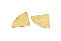 Brass Geometric Charm, 24 Raw Brass Textured Fan Connectors With 2 Holes, Earrings, Findings (18x26x0,60mm) D903