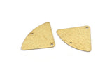 Brass Geometric Charm, 24 Raw Brass Textured Fan Connectors With 2 Holes, Earrings, Findings (18x26x0,60mm) D903