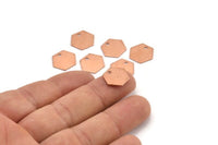 Copper Hexagon Charm, 10 Raw Copper Hexagon Stamping Blank Tag Charms With 1 Hole (12.5x0.80mm) D0466