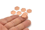 Copper Hexagon Charm, 10 Raw Copper Hexagon Stamping Blank Tag Charms With 1 Hole (12.5x0.80mm) D0466