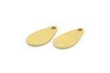 Brass Drop Charm, 24 Raw Brass Drop Charms With 1 Hole, Findings (14x7x1mm) D839
