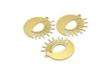 Brass Moon Charm, 8 Raw Brass Crescent Moon And Sun Shaped Charms With 1 Loop (27x27x0.60mm) A4047