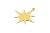 Brass Pole Star Charm, 12 Raw Brass, Brass Charms, Brass Pole Star Charms With 1 Loop (26x24x0.60mm) A4017