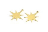 Brass Pole Star Charm, 12 Raw Brass, Brass Charms, Brass Pole Star Charms With 1 Loop (26x24x0.60mm) A4017