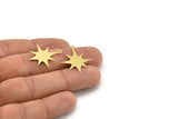 Brass Pole Star Charm, 12 Raw Brass, Brass Charms, Brass Pole Star Charms With 1 Loop (26x24x0.60mm) A4017