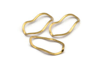 Brass Oval Connector, 24 Raw Brass Wavy Oval Connectors Without Hole, Findings (35x19x0.80mm) D0780