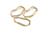 Brass Oval Connector, 24 Raw Brass Wavy Oval Connectors Without Hole, Findings (35x19x0.80mm) D0780