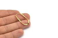 Brass Oval Connector, 24 Raw Brass Wavy Oval Connectors Without Hole, Findings (35x19x0.80mm) D0780