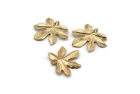 Gold Leaf Pendant, 3 Gold Plated Brass Leaf Pendants, Charms, Earrings, Findings (26x22x1.8mm) BS 2209 Q0365